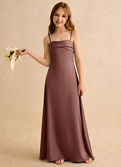 Azazie Mirabella Girls Formal vestidos de niña de las flores Vestido Expresado de Satén Elástico de Recto con Escote corazón image3