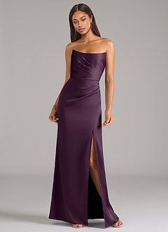 Azazie Marla Bridesmaid Dresses Plum Sheath Strapless Stretch Satin Convertible Dress image4