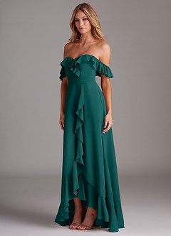 Azazie Lyra Bridesmaid Dresses Peacock A-Line Chiffon Convertible Dress image5