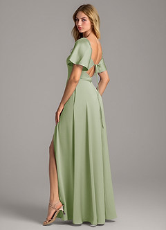 Azazie Chloe Bridesmaid Dresses Dusty Sage A-Line Sweetheart Neckline Stretch Satin Dress image2
