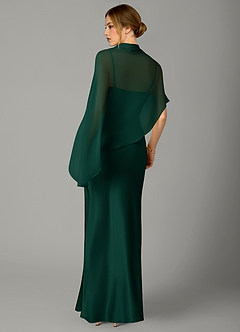 Azazie Jaleesa Bridesmaid Dresses Emerald A-Line High Neck Stretch Satin Dress image6