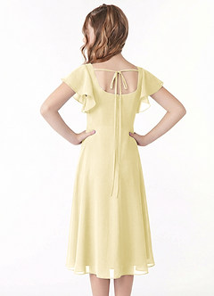 Azazie Bondi Junior Jurk van Chiffon met A-Lijn Ruches Citroensorbet image3