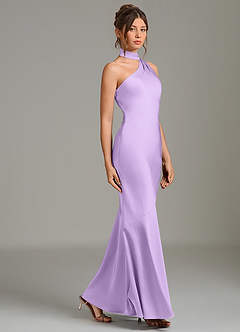 Azazie Jalissa Bridesmaid Dresses Lilac Mermaid One Shoulder Stretch Satin Dress image4