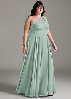 Azazie Charlize Bridesmaid Dresses Agave A-Line One Shoulder Chiffon Dress image10