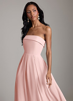 Azazie Lucienne Bridesmaid Dresses Powder Pink A-Line Strapless Chiffon Convertible Dress image4