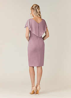 Azazie Waverly Mother of the Bride Dresses Dusty Rose Sheath Pleated Mesh Dress image4