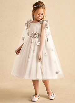 Azazie Staria vestidos de niña de las flores Vestido de Alabastro Blanco de Tul de Princesa con Volante image5
