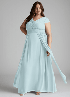 Azazie Organa Bridesmaid Dresses Mist A-Line Pleated Chiffon Dress image7