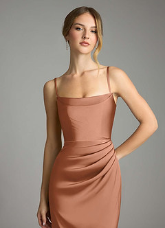 Azazie Leonis Bridesmaid Dresses Bronzer Mermaid Pleated Stretch Satin Convertible Dress image3