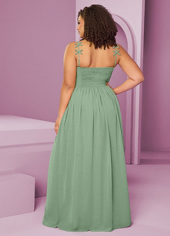 Barbie ♥ Azazie Jurken voor bruidsmeisjes Jurk van Chiffon met A-Lijn Geplooid Matcha image8