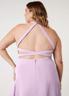 Azazie Clarice Bridesmaid Dresses Frosted Lilac A-Line Halter Chiffon Dress image10