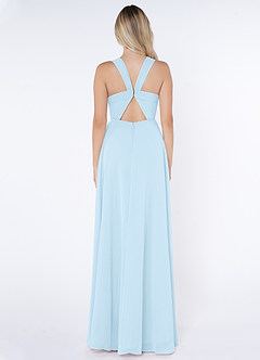Azazie Jane Bridesmaid Dresses Sky Blue A-Line V-Neck Pleated Chiffon Dress image2