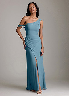 Azazie Madelyn Bridesmaid Dresses Bermuda Mermaid One Shoulder Chiffon Convertible Dress image1