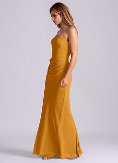 Azazie Debby Bridesmaid Dresses Butterscotch Mermaid Strapless Chiffon Dress image4