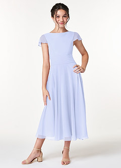 Azazie Payton Junior A-Linie Schleifen Chiffon Kleid Lavendel image1