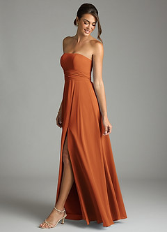 Azazie Tamira Suknie dla druhen Linia A Pofałdowany Szyfon Do ziemi Sukienka image3