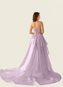 Yasmina Lilac Corset Lace Up Back Lace Ruffled Prom Dress image2