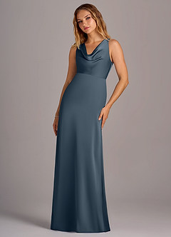 Azazie Wrenlee Robes de demoiselle d'honneur Robe Trapèze en Satin extensible Violet Crépusculaire image5