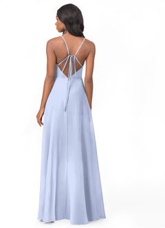 Azazie Everleigh Robes de demoiselle d'honneur Robe Trapèze en Mousseline de soie Plissé en cœur Eis image2