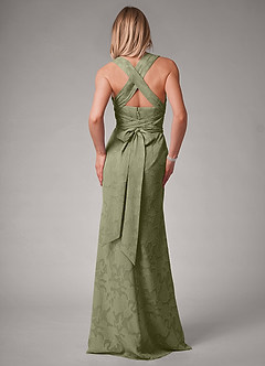 Azazie Luci Bridesmaid Dresses Pistachio Mermaid Pleated Floral Burnout Convertible Dress image2