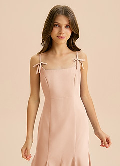 Azazie Evey Junior Abito Sirena in Chiffon Plissettato Rosa Inglese image6