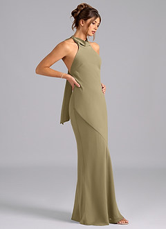 Azazie Velli Bridesmaid Dresses Moss Green Mermaid Bow Chiffon Dress image4