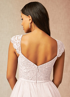 Azazie Luxi Bridesmaid Dresses Rose Petal A-Line Pleated Tulle Dress image5