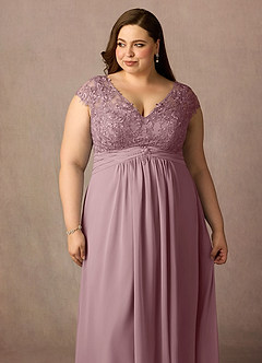 Azazie Irmeli Mother of the Bride Dresses Dusty Rose A-Line Lace Chiffon Dress image13