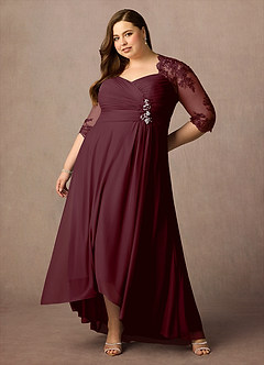 Azazie Anne Mother of the Bride Dresses Cabernet Sheath Sweetheart Sequins Lace Dress image15