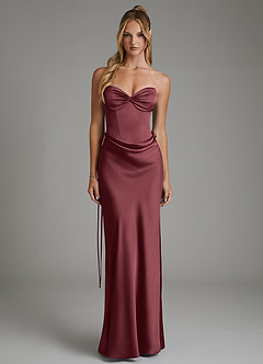 Azazie Natasha Bridesmaid Dresses Merlot Mermaid Corset Stretch Satin Dress image5