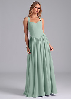 Azazie Francis At-home Try On Dresses Agave A-Line Corset Chiffon Dress image4