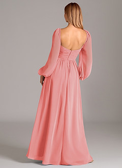 Azazie Bailee Jurken voor bruidsmeisjes Jurk van Chiffon met A-Lijn Lange mouw Koraal image4