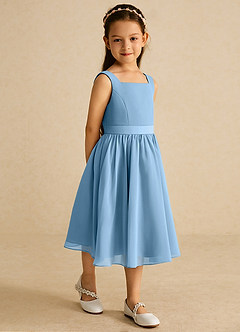 Azazie Ari Flower Girl Dresses Steel Blue A-Line Sleeveless Chiffon Dress image5