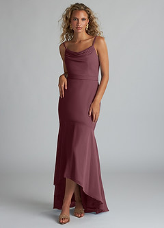 Azazie Summer Jurken voor bruidsmeisjes Jurk van Chiffon met Zeemeermin Schop cowl Sangria image1