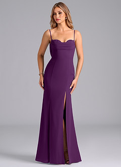 Azazie Wynni Bridesmaid Dresses Grape Mermaid Corset Chiffon Dress image4