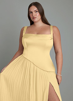 Azazie Stephanie Bridesmaid Dresses Butter A-Line Pleated Stretch Satin Dress image9