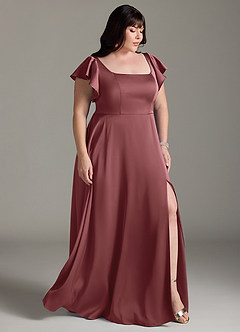 Azazie Bondi Robes de demoiselle d'honneur Robe Trapèze en Satin extensible Arc Améthyste image10