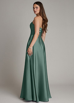 Azazie Meleena Bridesmaid Dresses Eucalyptus A-Line Strapless Stretch Satin Dress image3