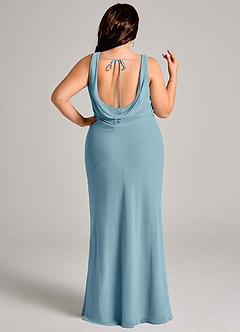 Azazie Rylina Bridesmaid Dresses Moody Blue Mermaid Pleated Chiffon Dress image8