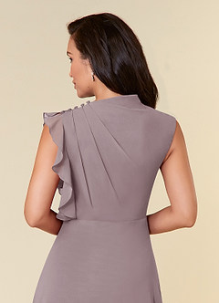 Azazie Narine Mother of the Bride Dresses Dusk A-Line High Neckline Pleated Chiffon Dress image9