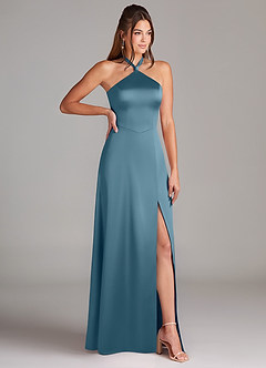 Azazie Elliana Bridesmaid Dresses Bermuda Sheath Side Slit Stretch Satin Dress image3