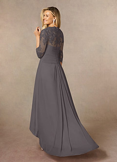 Azazie Anne Abiti per la Madre della Sposa Abito Tubino in Pizzo con Scollo a Cuore e Paillettes Grigio Acciaio image9
