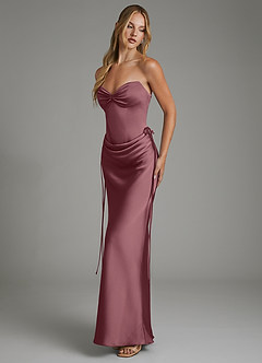 Azazie Natasha At-home Try On Dresses Desert Rose Mermaid Corset Stretch Satin Dress image7