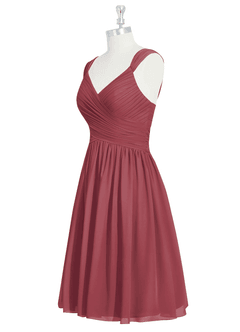 Azazie Angie Abiti da Damigella Abito A-Line in Chiffon Corsetto Merlot image9