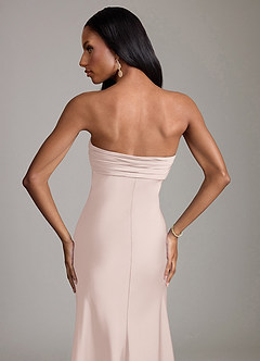 Azazie Saylor Brudtärnklänningar Klä av Sjöjungfru i Stretch Satin Axelbandslös Rodnande Rosa image6