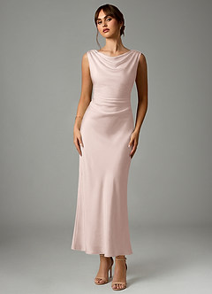 Azazie Kieryn Abiti da Damigella Abito Sirena in Raso Elasticizzato Plissettato Rosa Rossore image1