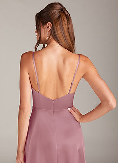 Azazie Sarella Bridesmaid Dresses Vintage Mauve A-Line Pleated Stretch Satin Dress image5