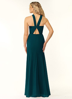 Azazie Rue Bridesmaid Dresses Pine A-Line Halter Chiffon Dress image3