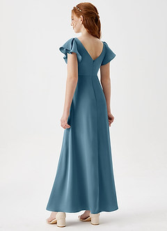 Azazie Omari Junior Bermuda A-Line Pleated Stretch Satin Dress image2