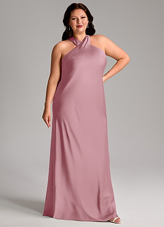 Azazie Doretta Bridesmaid Dresses Vintage Mauve Mermaid Pleated Stretch Satin Dress image4